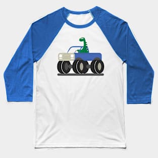 Dino rides in a monster track. Baseball T-Shirt